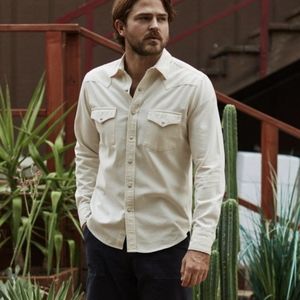 West Major Bone Ecru Pearl Snap Button Down Size Small